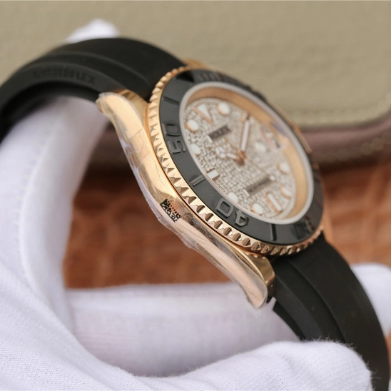 YACHT MASTER 1 GOLDEN DIAMOND DIAL RUBBER STRAP 40MM m126655-0005 - 图片 6