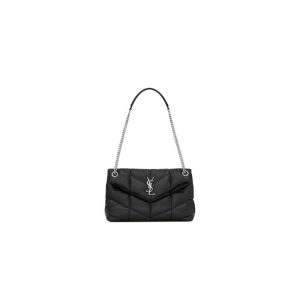 PUFFER SMALL CHAIN BAG IN QUILTED LAMBSKIN