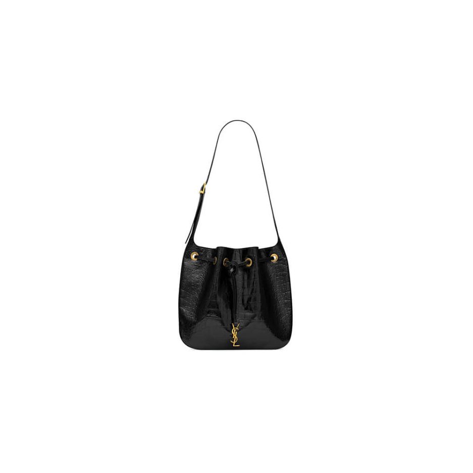 PARIS VII MEDIUM HOBO BAG IN CROCODILE-EMBOSSED PATENT LEATHER