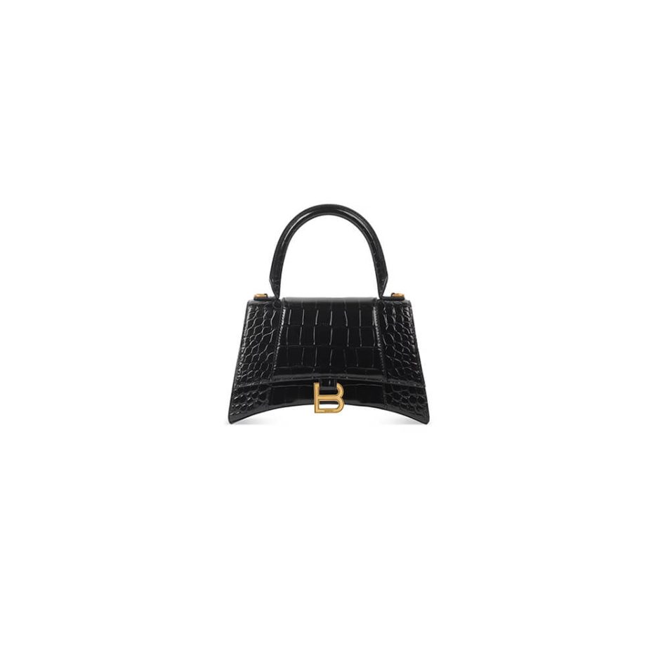 Balenciaga WOMEN’S HOURGLASS SMALL HANDBAG CROCODILE EMBOSSED