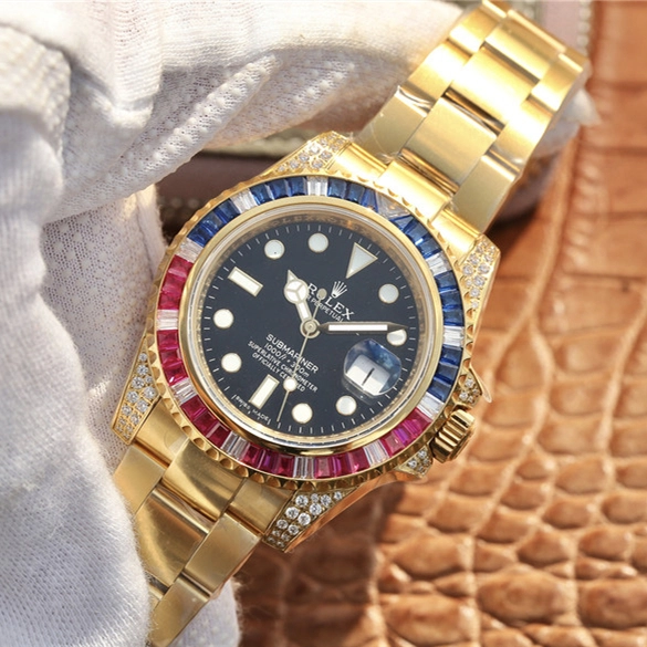 SUBMARINER GOLDEN BLUE / RED DIAMOND BLACK DIAL 40MM - 图片 3