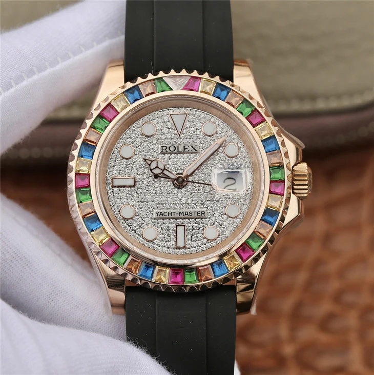 YACHT MASTER 1 GOLDEN DIAMOND BEZEL & DIAL RUBBER STRAP 40MM - 图片 10