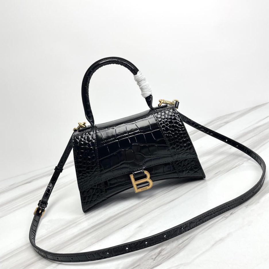 Balenciaga WOMEN’S HOURGLASS SMALL HANDBAG CROCODILE EMBOSSED - 图片 2