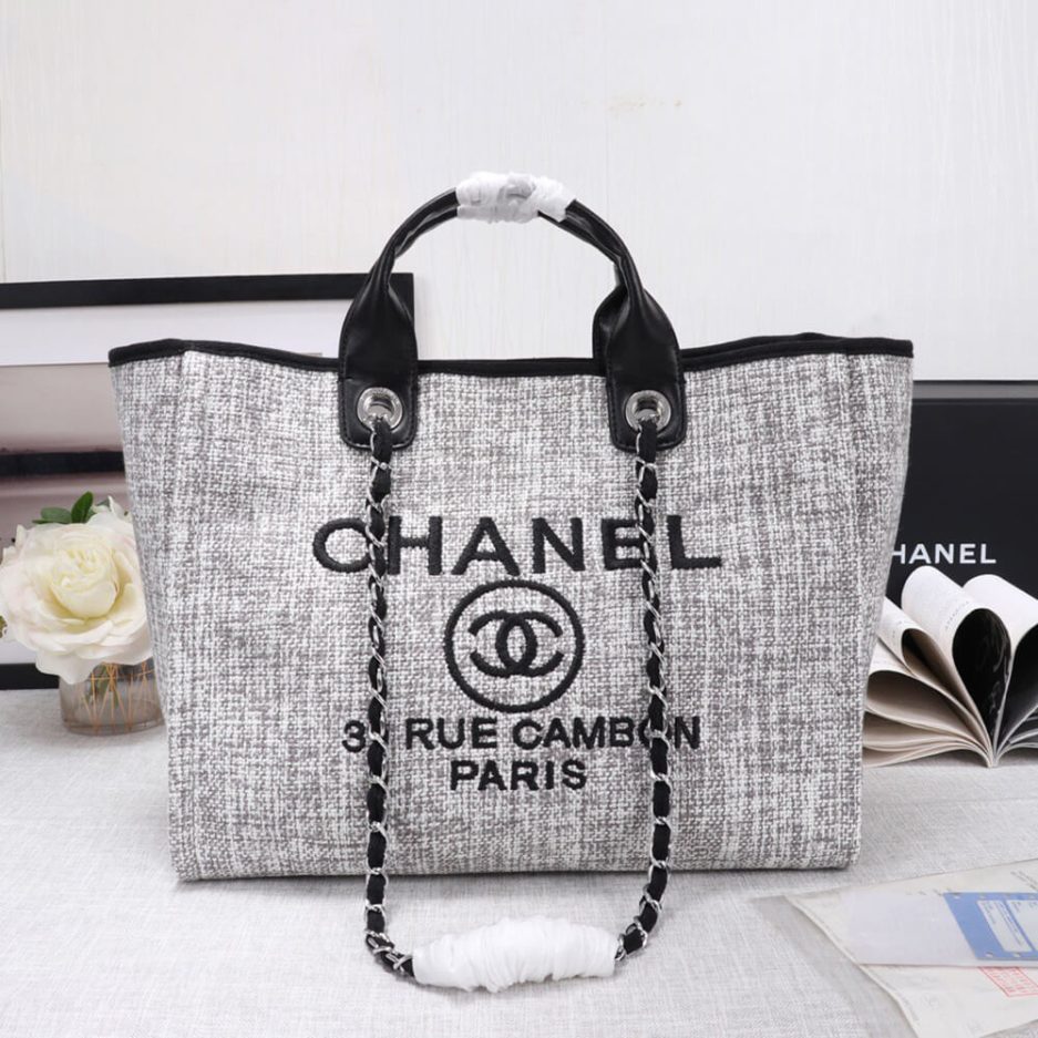 CHANEL Woven Straw Raffia Striped Medium Deauville Tote - 图片 2