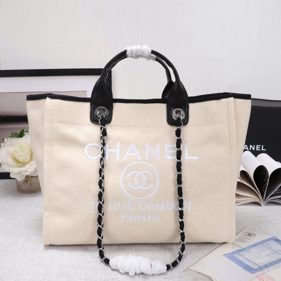 CHANEL Woven Straw Raffia Striped Medium Deauville Tote - 图片 2