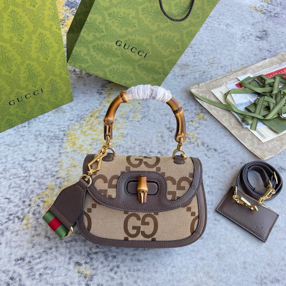 GUCCI BAMBOO 1947 JUMBO GG SMALL TOP HANDLE BAG - 图片 2