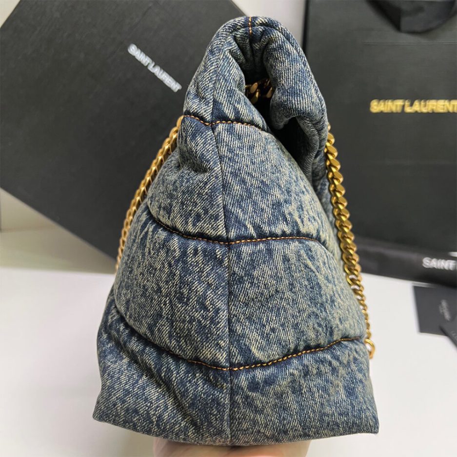 YSL PUFFER MEDIUM IN SUEDE AND DENIM - 图片 3
