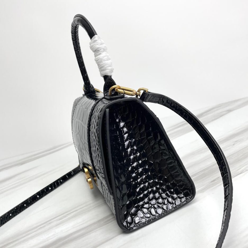 Balenciaga WOMEN’S HOURGLASS SMALL HANDBAG CROCODILE EMBOSSED - 图片 3