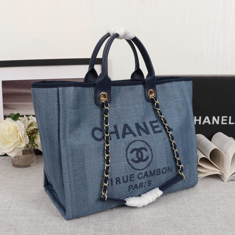 CHANEL Woven Straw Raffia Striped Medium Deauville Tote - 图片 3