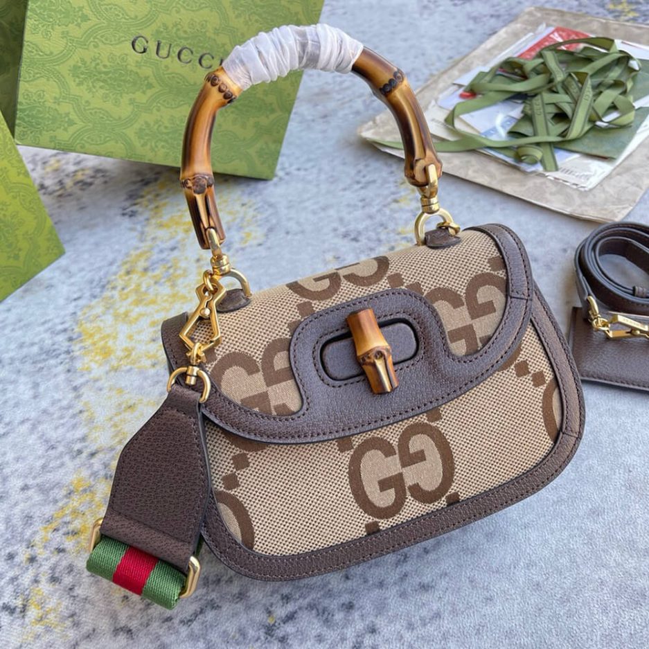 GUCCI BAMBOO 1947 JUMBO GG SMALL TOP HANDLE BAG - 图片 3