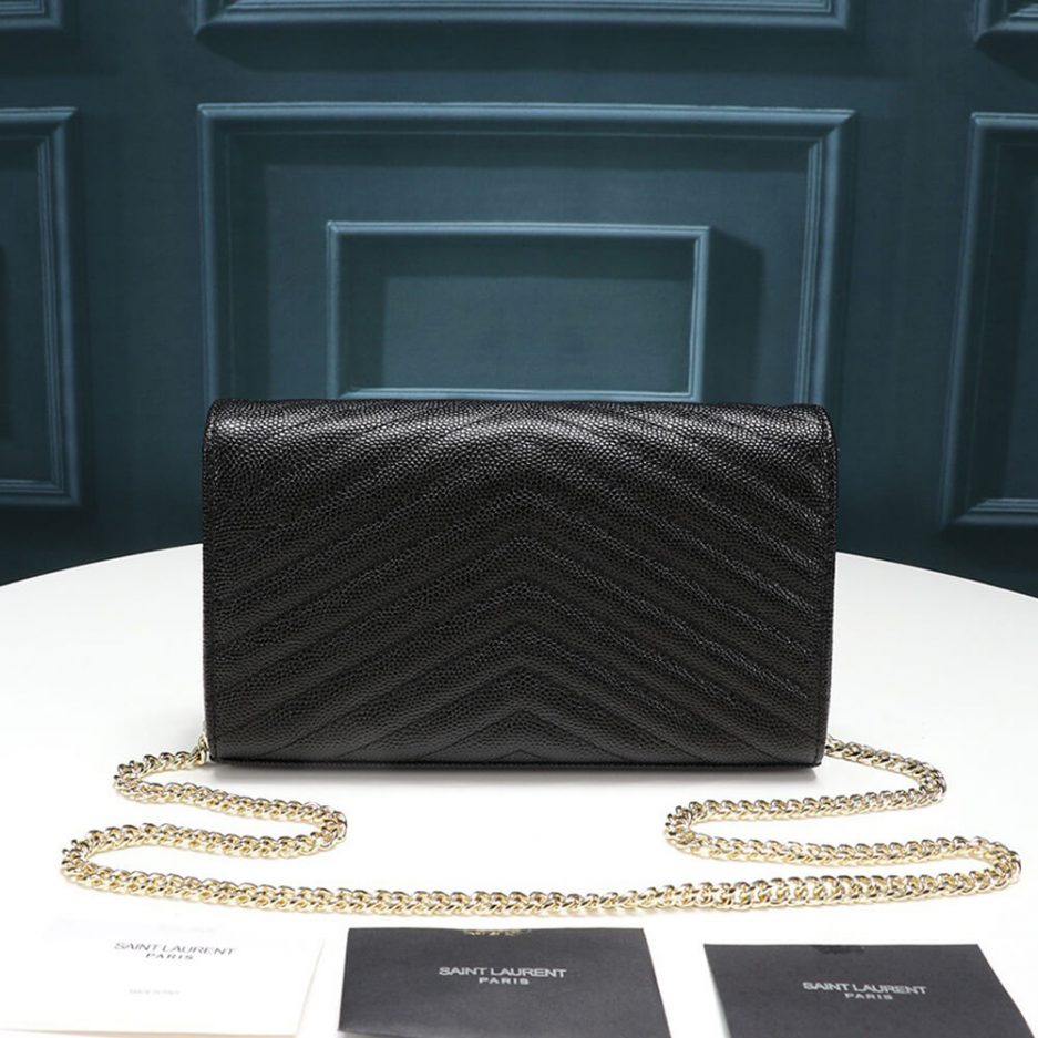 Saint Laurent Chain-strap YSL-plaque grained-leather wallet - 图片 3