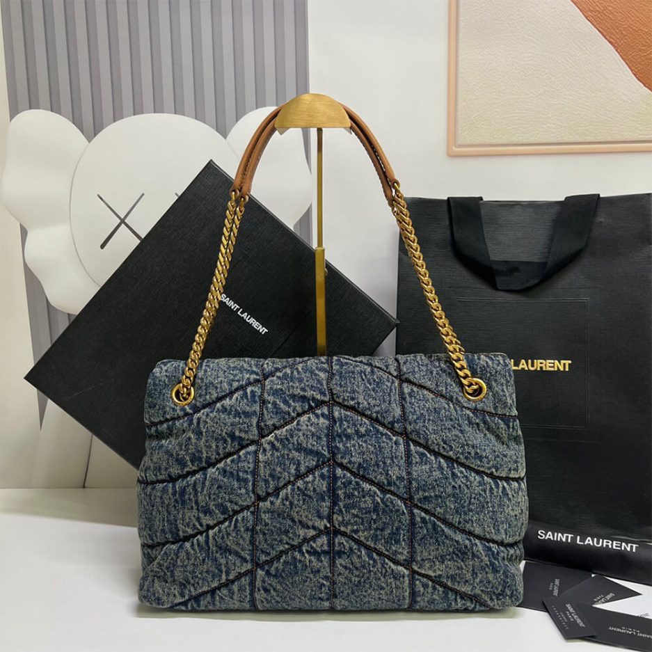 YSL PUFFER MEDIUM IN SUEDE AND DENIM - 图片 4