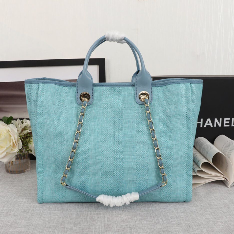 CHANEL Woven Straw Raffia Striped Medium Deauville Tote - 图片 4