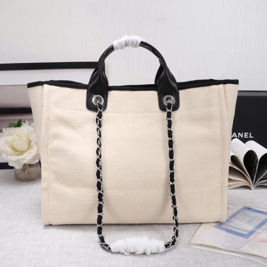 CHANEL Woven Straw Raffia Striped Medium Deauville Tote - 图片 4