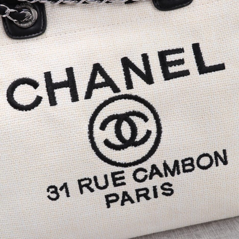 CHANEL Woven Straw Raffia Striped Medium Deauville Tote - 图片 4