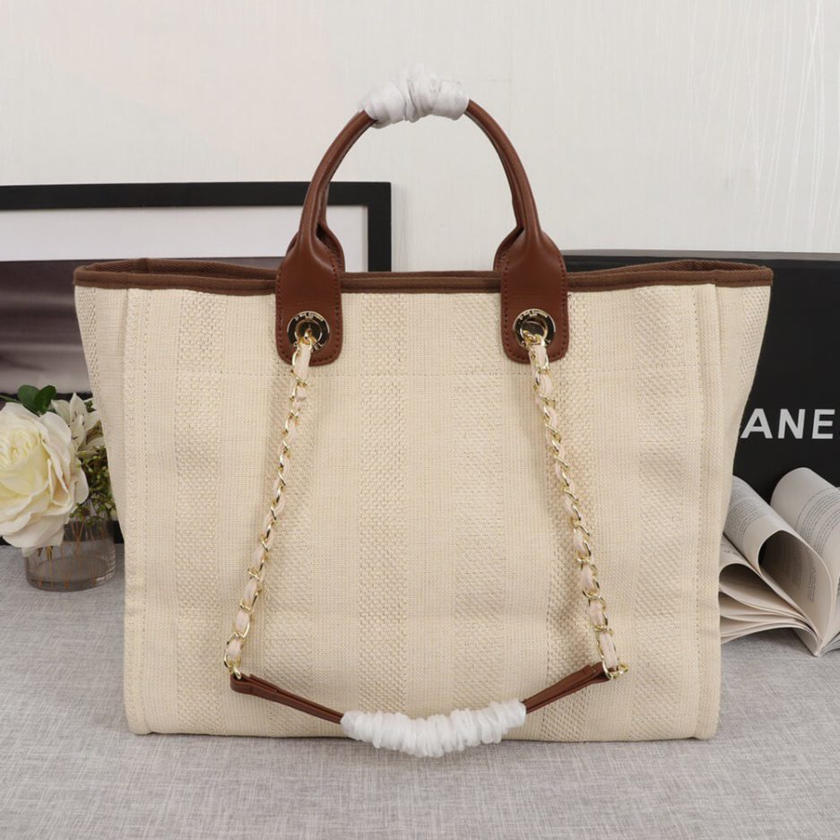 CHANEL Woven Straw Raffia Striped Medium Deauville Tote - 图片 4