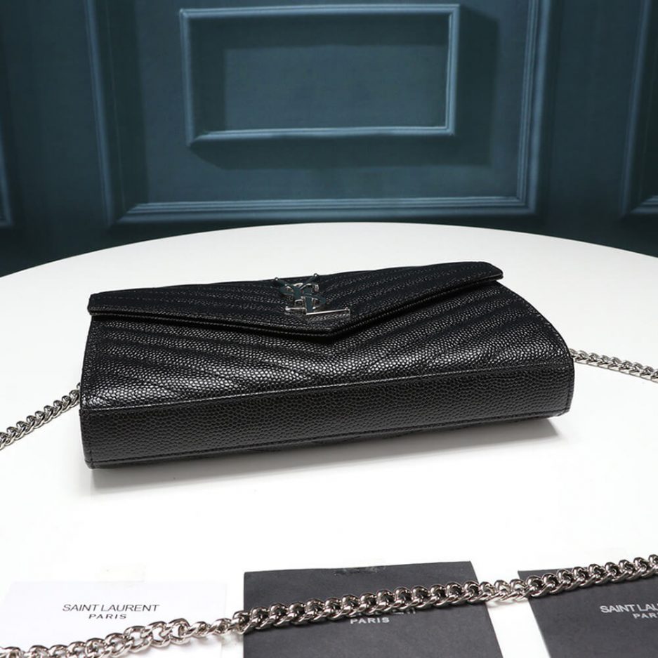 Saint Laurent Chain-strap YSL-plaque grained-leather wallet - 图片 4