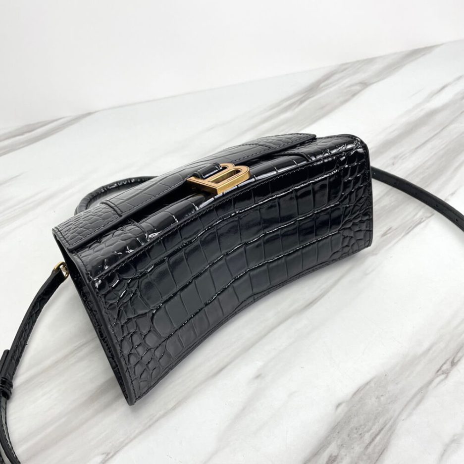 Balenciaga WOMEN’S HOURGLASS SMALL HANDBAG CROCODILE EMBOSSED - 图片 5