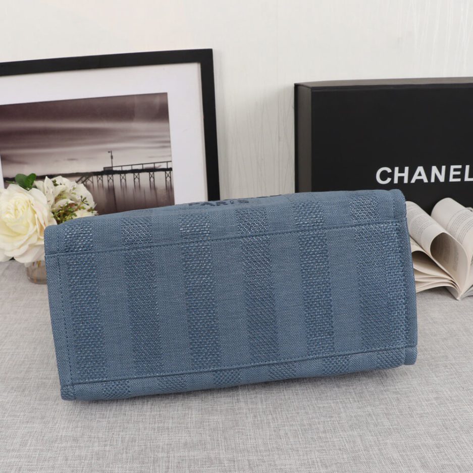 CHANEL Woven Straw Raffia Striped Medium Deauville Tote - 图片 5