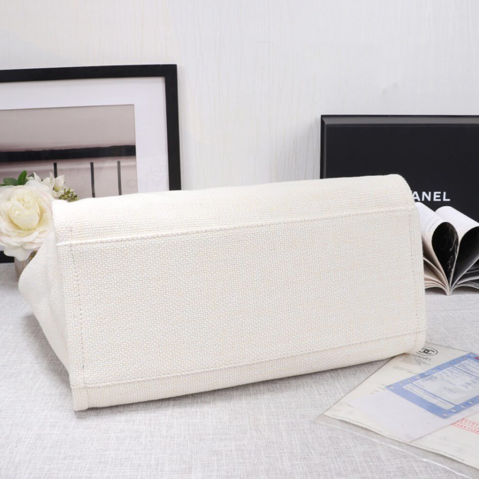 CHANEL Woven Straw Raffia Striped Medium Deauville Tote - 图片 5