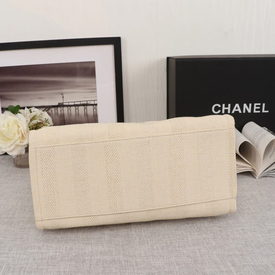CHANEL Woven Straw Raffia Striped Medium Deauville Tote - 图片 5