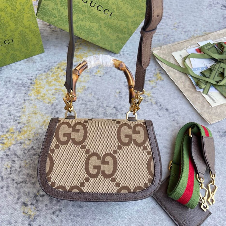 GUCCI BAMBOO 1947 JUMBO GG SMALL TOP HANDLE BAG - 图片 5