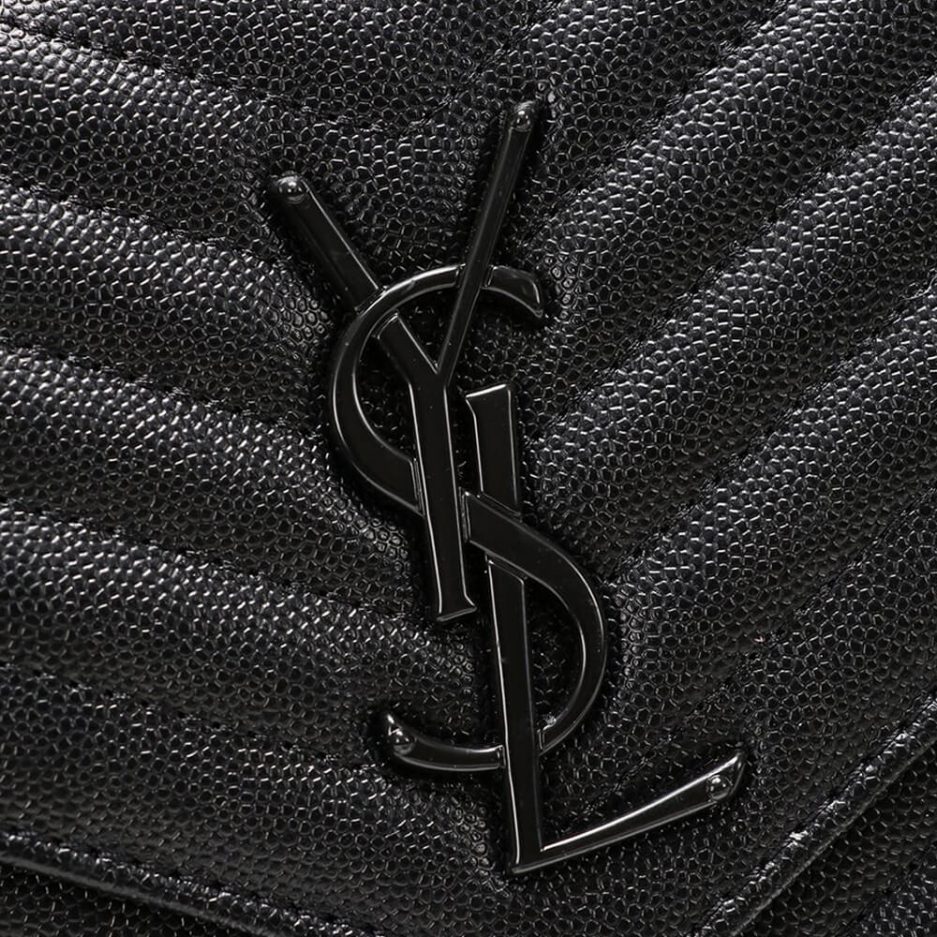 Saint Laurent Chain-strap YSL-plaque grained-leather wallet - 图片 5