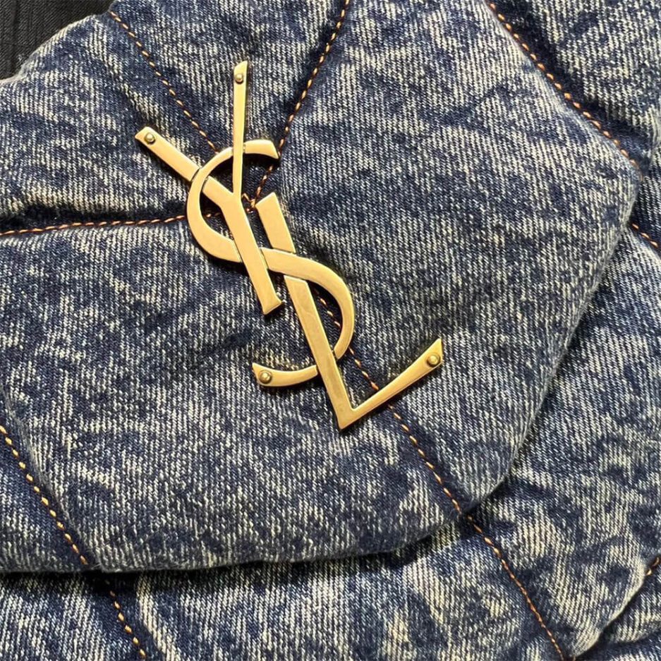 YSL PUFFER MEDIUM IN SUEDE AND DENIM - 图片 6