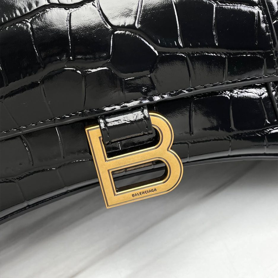 Balenciaga WOMEN’S HOURGLASS SMALL HANDBAG CROCODILE EMBOSSED - 图片 6