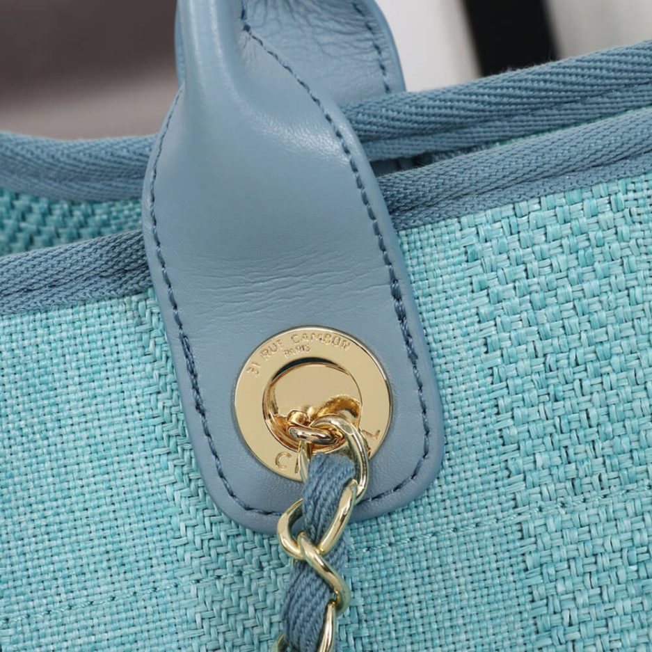 CHANEL Woven Straw Raffia Striped Medium Deauville Tote - 图片 6