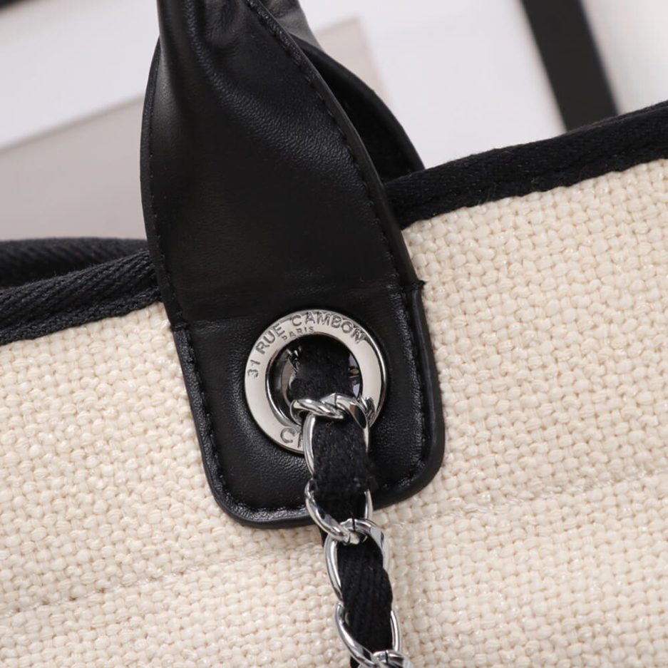 CHANEL Woven Straw Raffia Striped Medium Deauville Tote - 图片 6