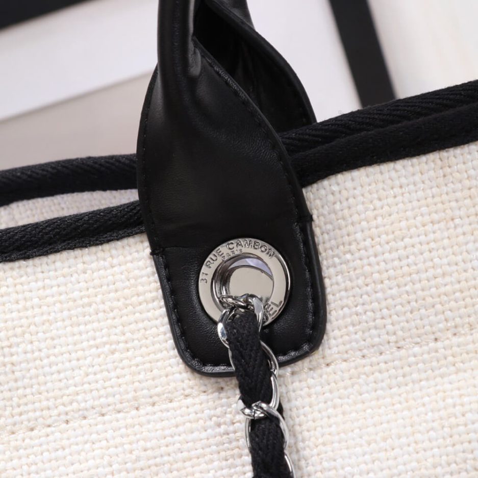 CHANEL Woven Straw Raffia Striped Medium Deauville Tote - 图片 6