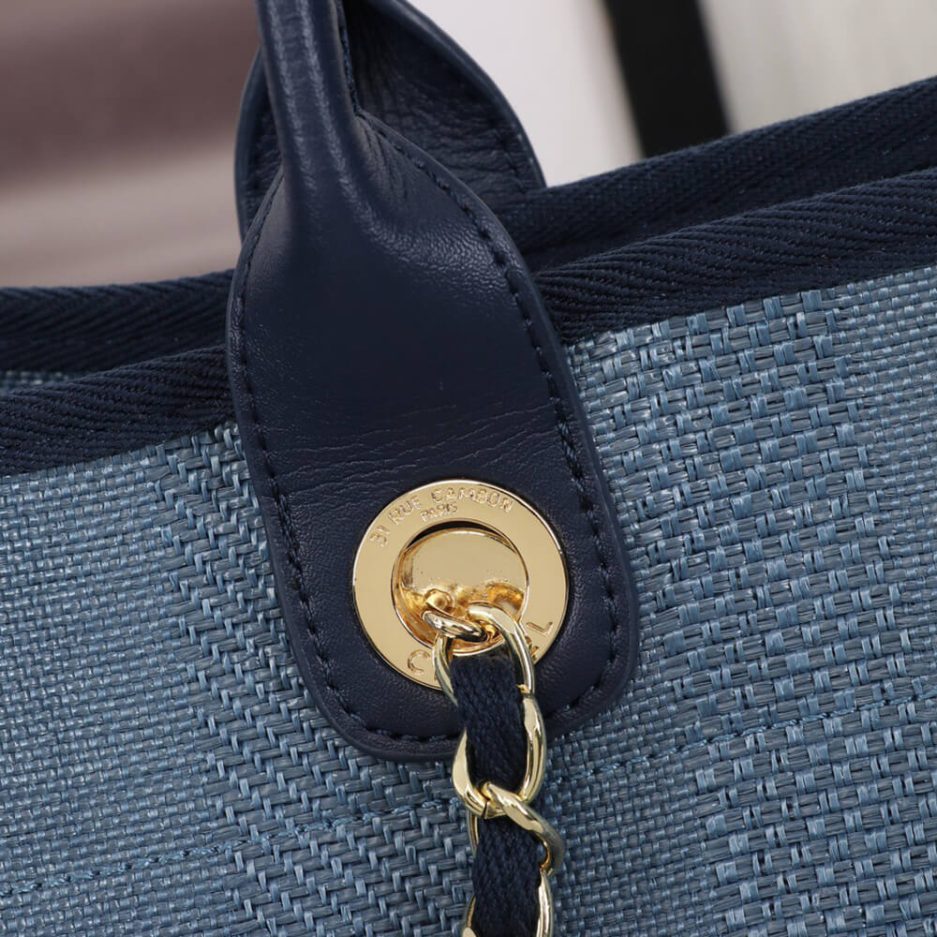 CHANEL Woven Straw Raffia Striped Medium Deauville Tote - 图片 6