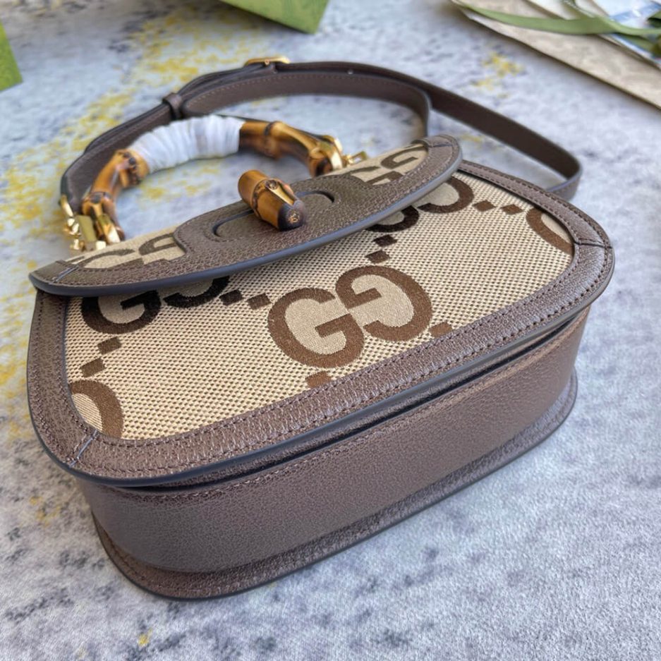 GUCCI BAMBOO 1947 JUMBO GG SMALL TOP HANDLE BAG - 图片 6