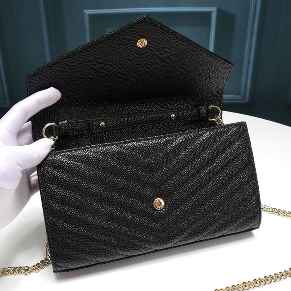 Saint Laurent Chain-strap YSL-plaque grained-leather wallet - 图片 6