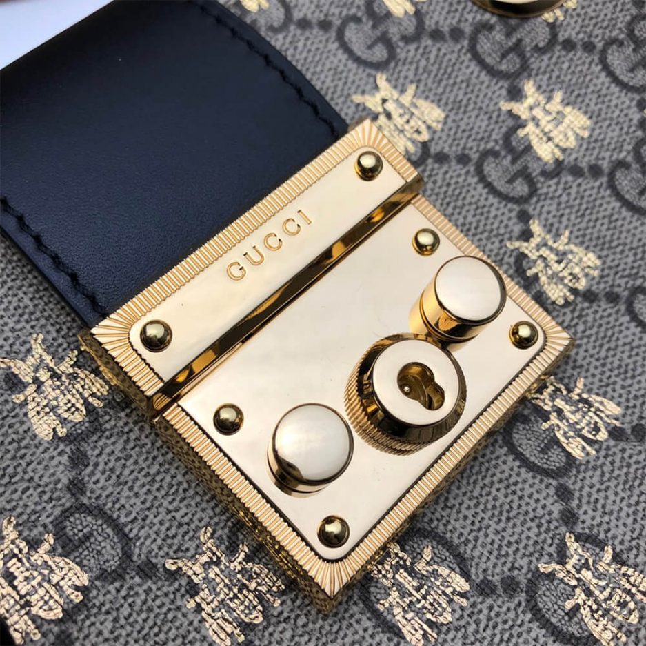 GG Padlock small GG bees shoulder bag - 图片 7