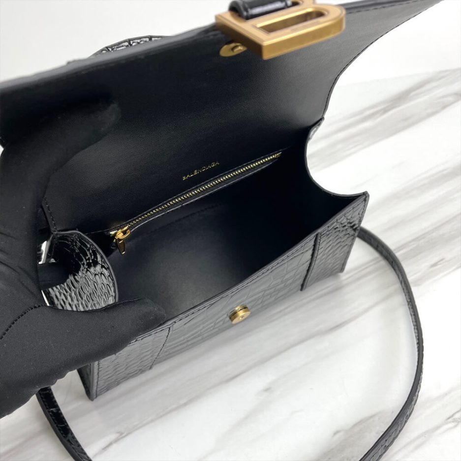 Balenciaga WOMEN’S HOURGLASS SMALL HANDBAG CROCODILE EMBOSSED - 图片 8