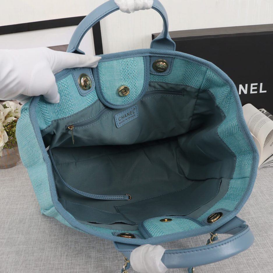 CHANEL Woven Straw Raffia Striped Medium Deauville Tote - 图片 8