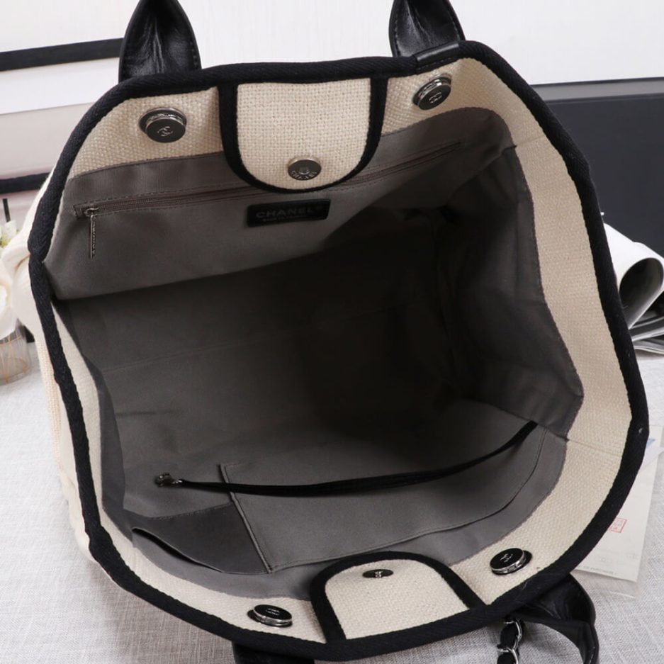 CHANEL Woven Straw Raffia Striped Medium Deauville Tote - 图片 8