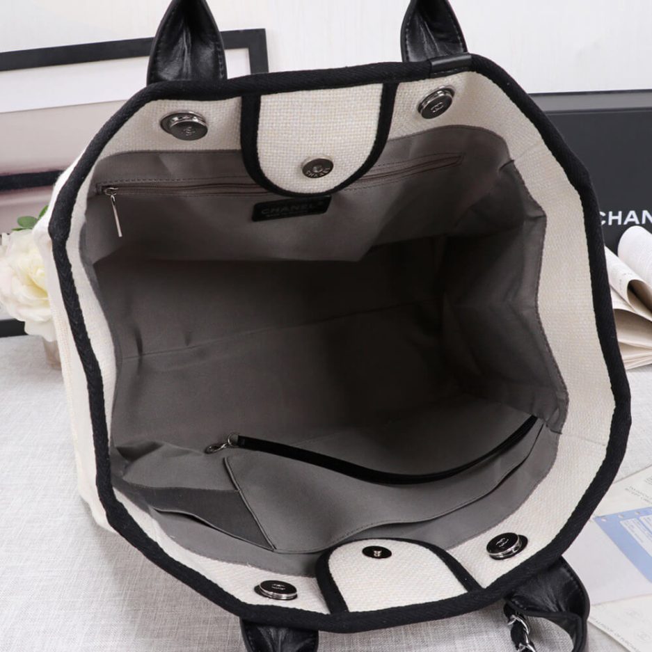 CHANEL Woven Straw Raffia Striped Medium Deauville Tote - 图片 8