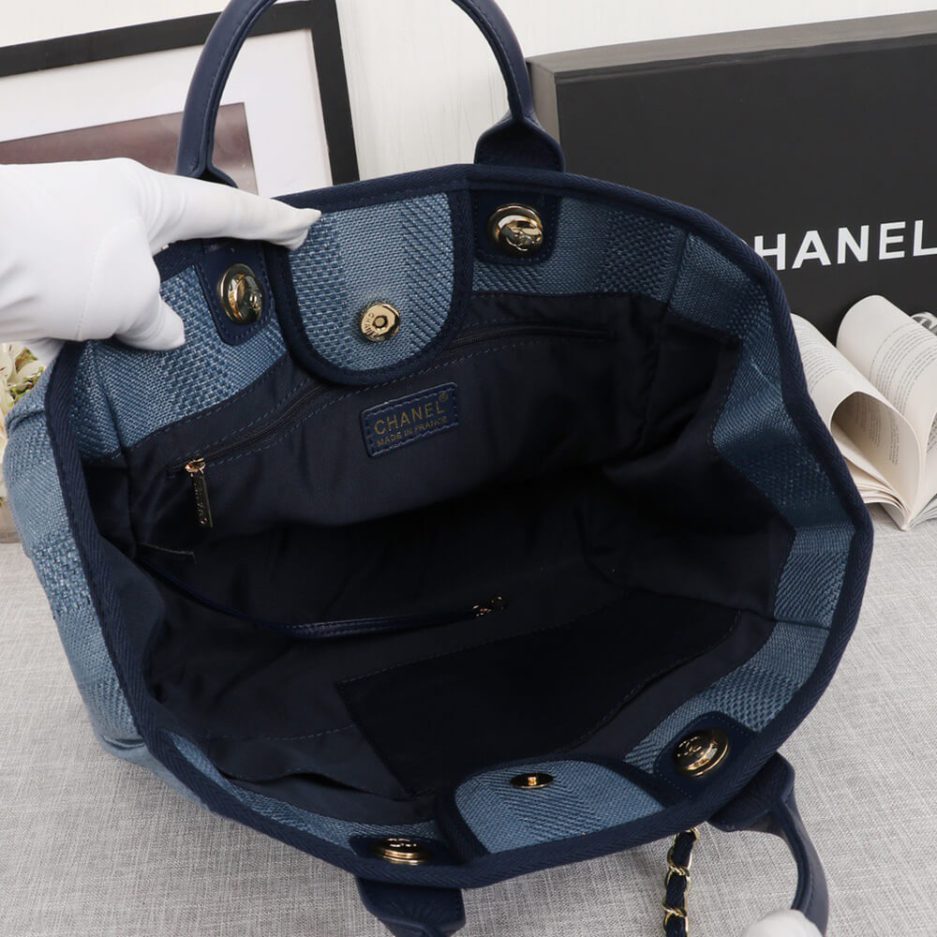 CHANEL Woven Straw Raffia Striped Medium Deauville Tote - 图片 8