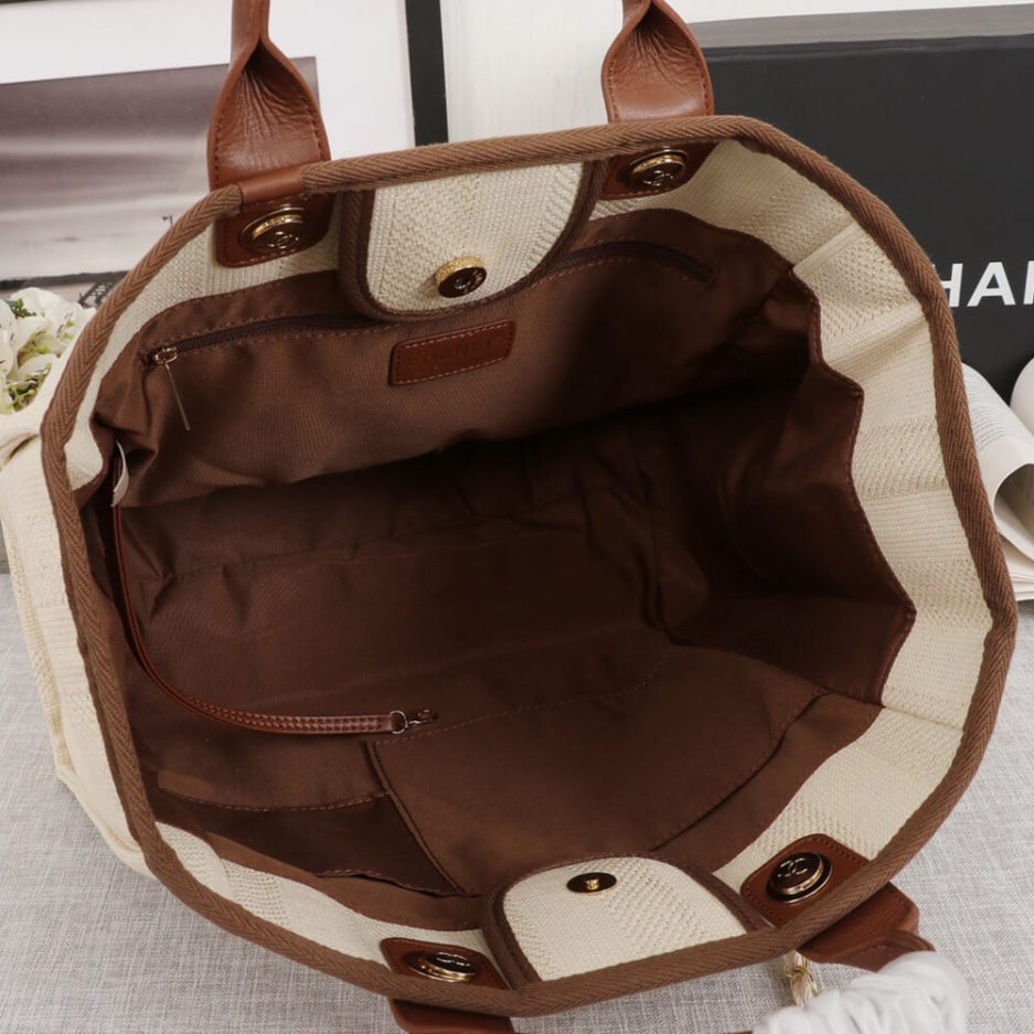 CHANEL Woven Straw Raffia Striped Medium Deauville Tote - 图片 8