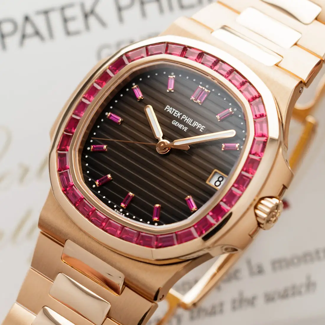 AAAAA-Patek Philippe Nautilus Rose Gold Brown Ruby Dial 40mm Ruby Bezel 5723/112R-001 - BRAND NEW - 图片 2