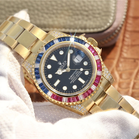 SUBMARINER GOLDEN BLUE / RED DIAMOND BLACK DIAL 40MM - 图片 7