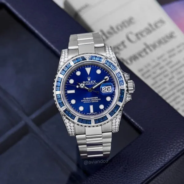 Rolex Submariner Date 116659 SABR 18k White Gold Diamonds Sapphires UNWORN(AAAAA version) - 图片 4
