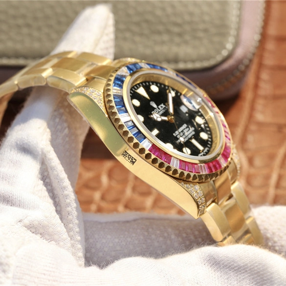 SUBMARINER GOLDEN BLUE / RED DIAMOND BLACK DIAL 40MM - 图片 5