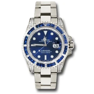 Rolex Submariner Date 116659 SABR 18k White Gold Diamonds Sapphires UNWORN(AAAAA version)